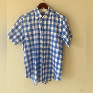 Robert Graham Blue and White Checkered Men's Shirt,Size L